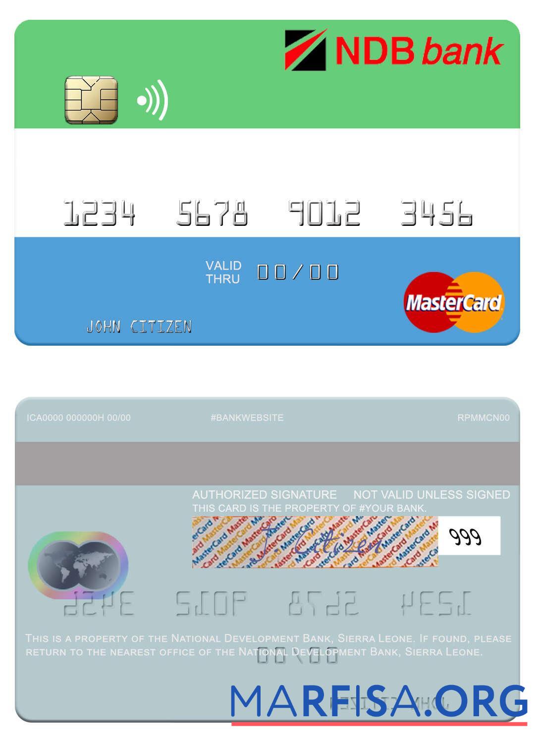 Realistic Sierra Leone National Development Bank mastercard real example